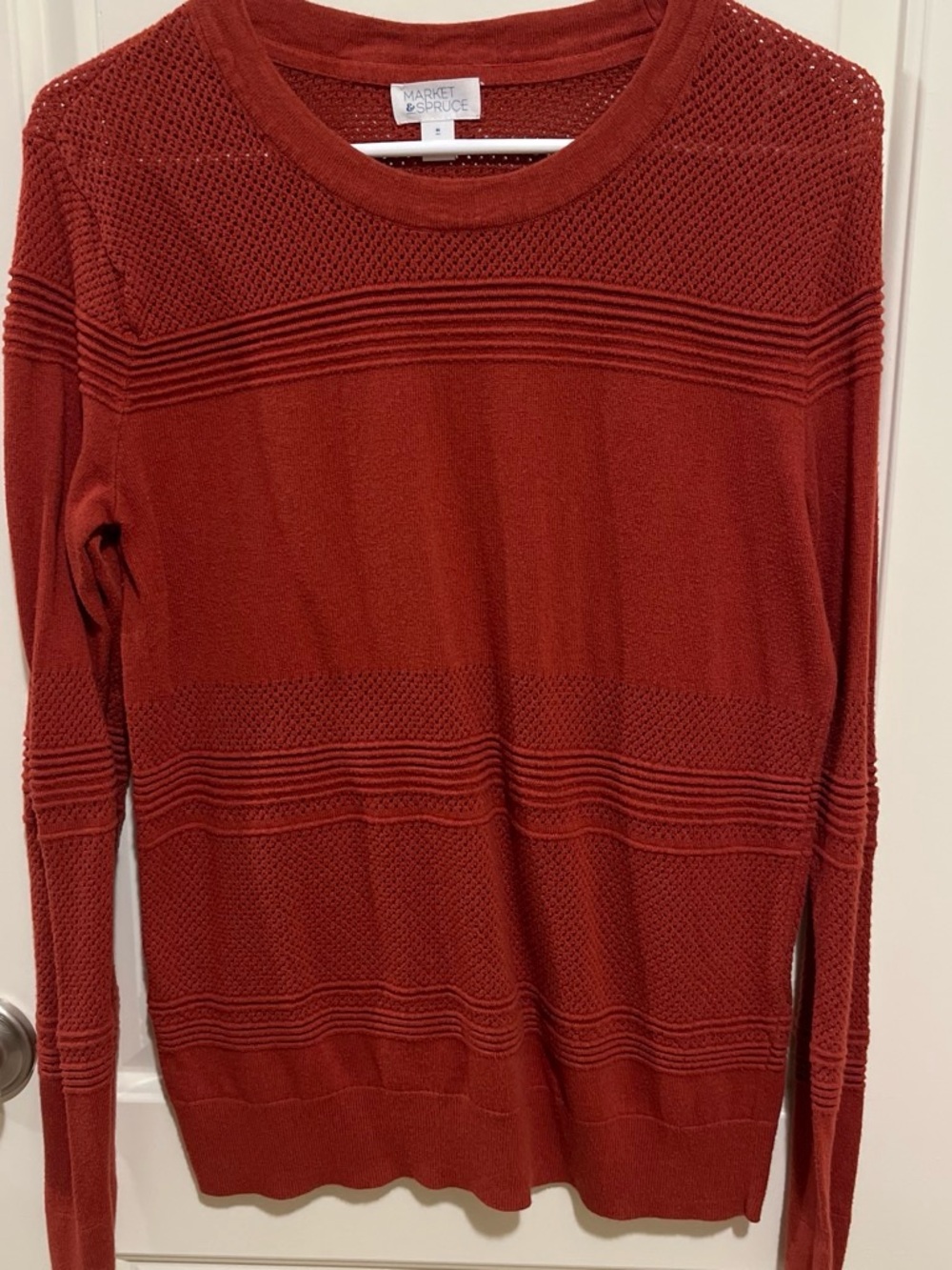 Market & Spruce Rust Textured Knit Sweater